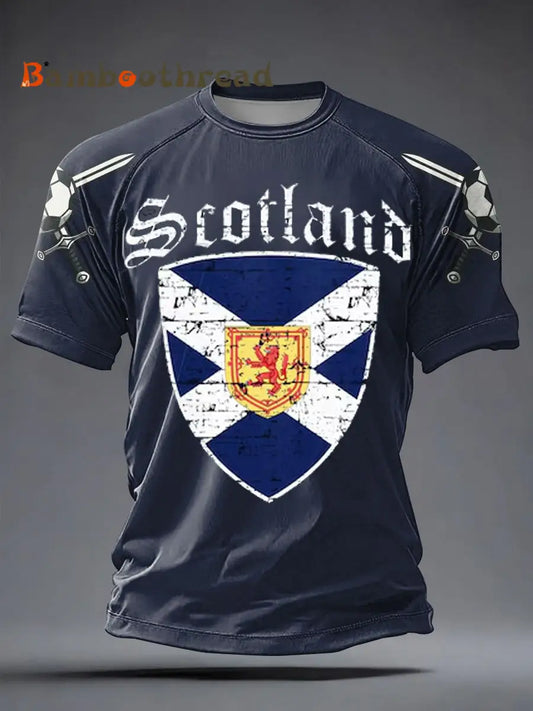 Men’s UK Football Lover Scotland Printed short sleeve t-shirt Navy Blue / S