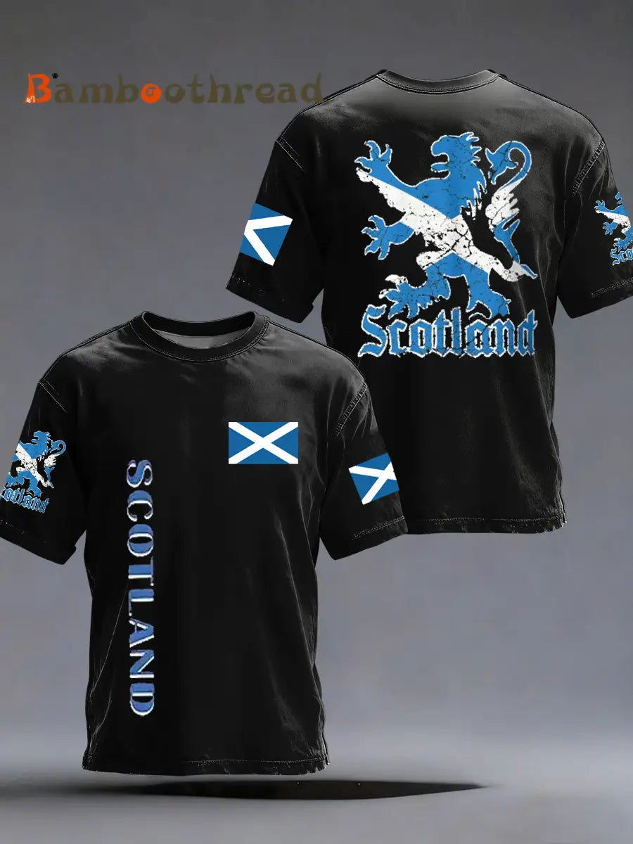 Men’s UK Football Lover Scotland Printed short sleeves t-shirt Black / S