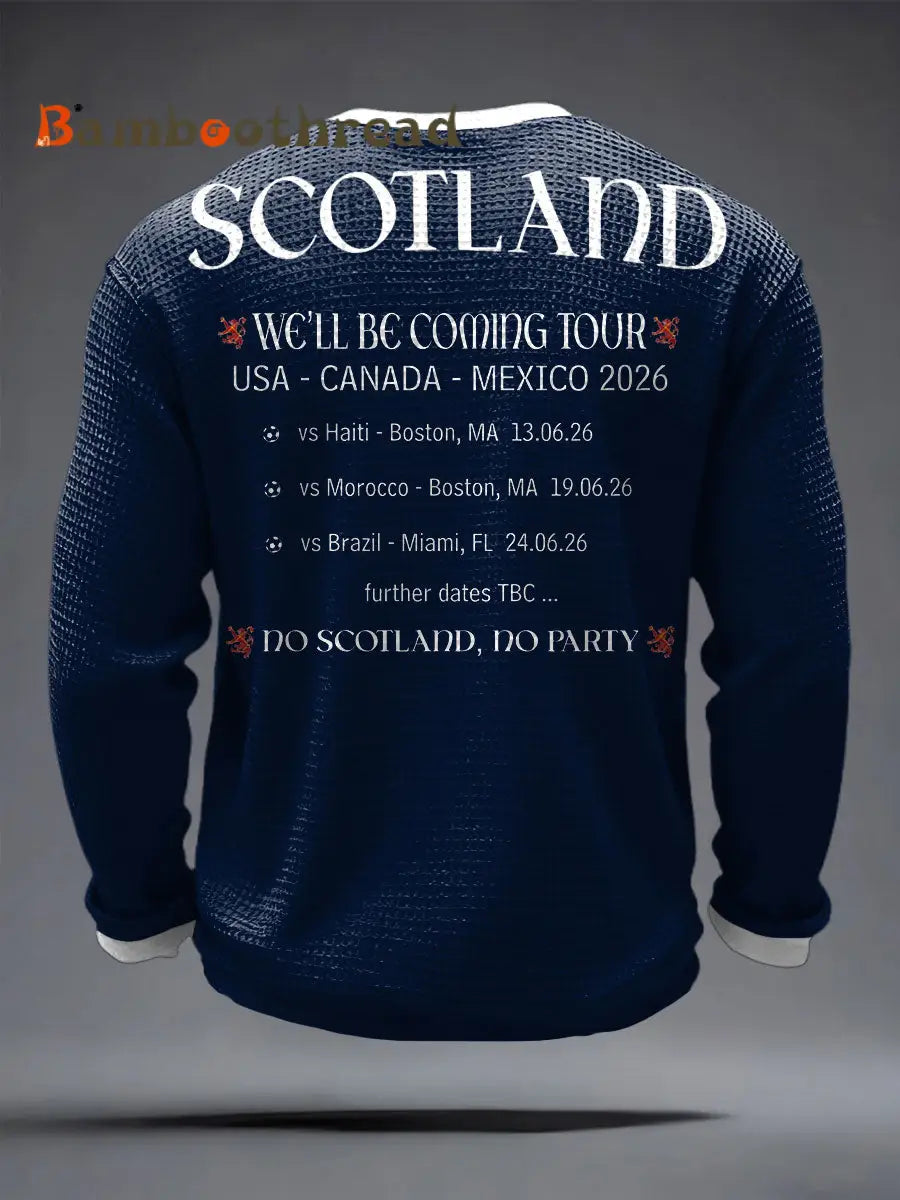 Men’s UK Football Lover Scotland We’ll Be Coming 2026 Printed Waffle Tops