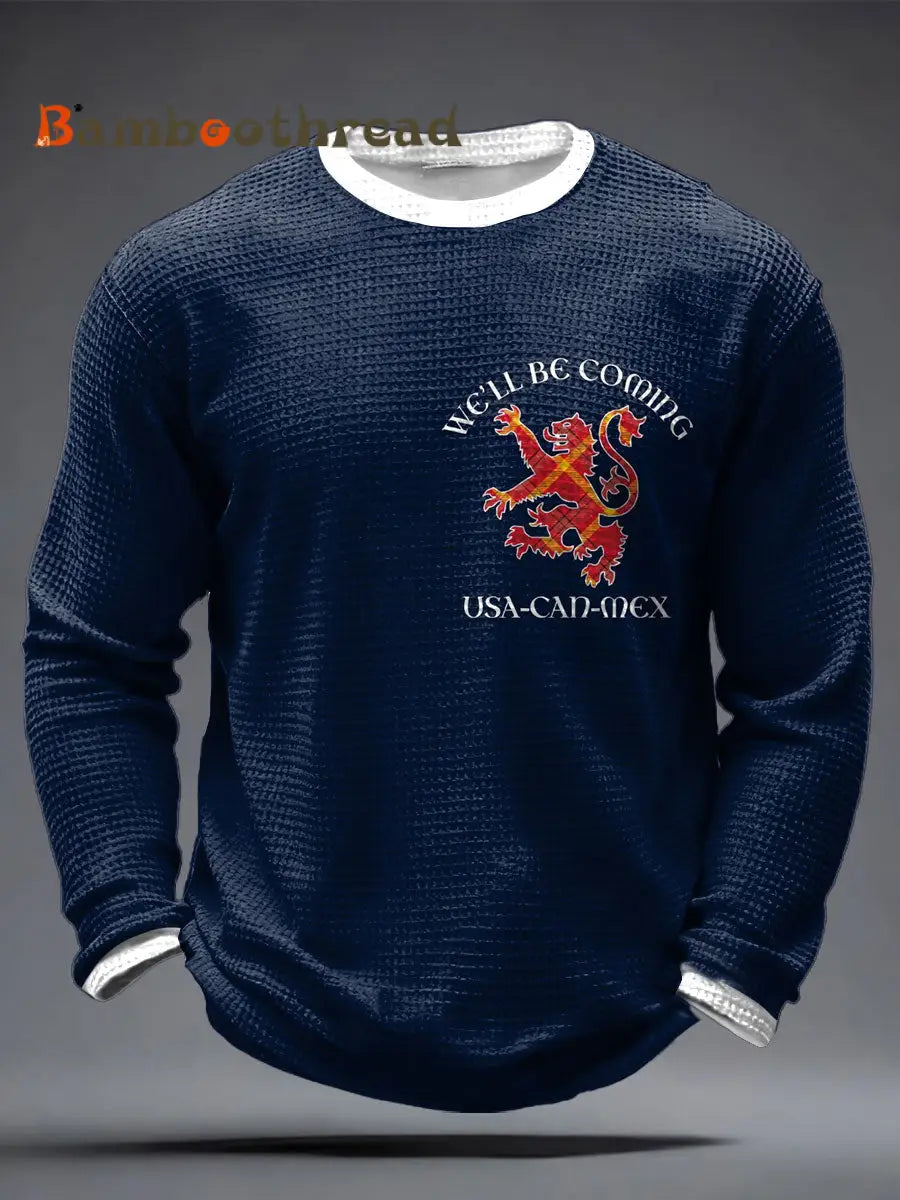 Men’s UK Football Lover Scotland We’ll Be Coming 2026 Printed Waffle Tops