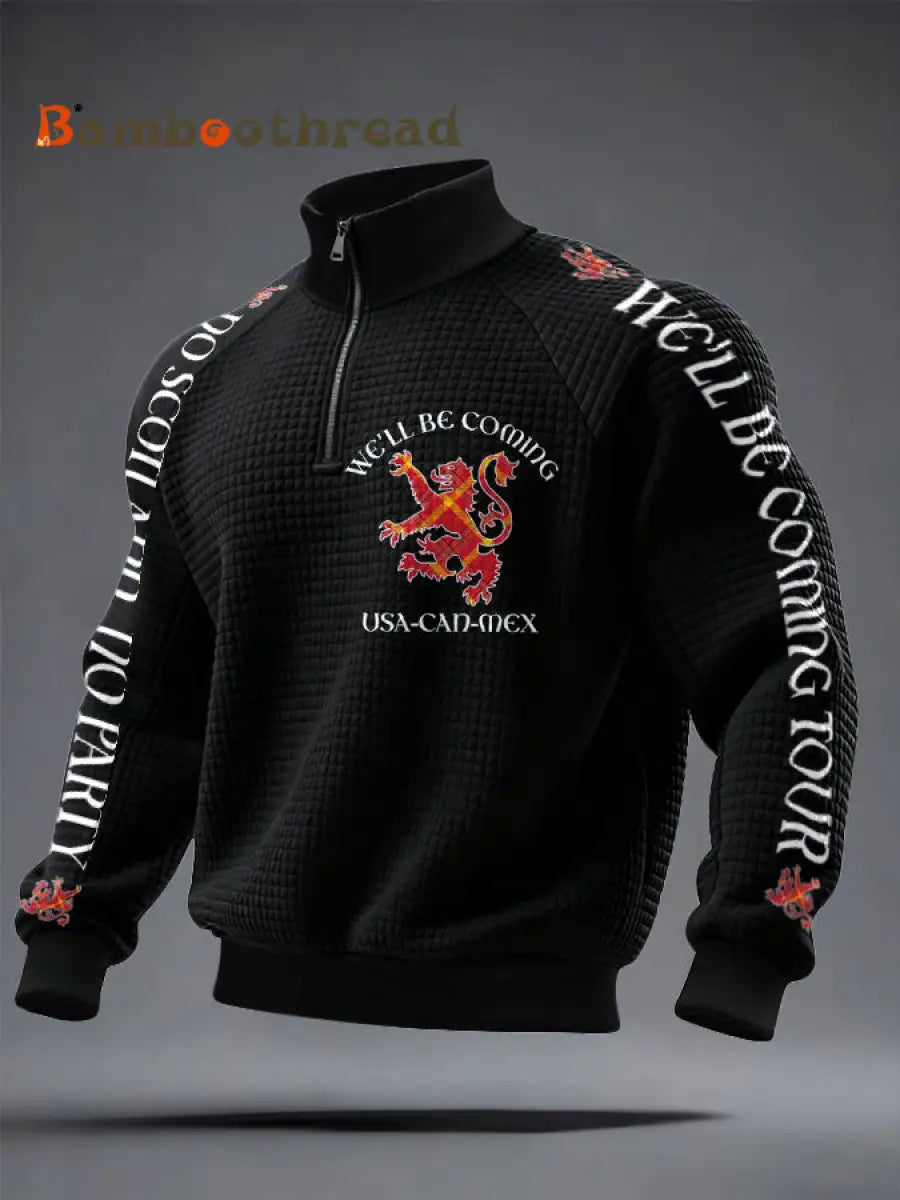 Men’s UK Scotland Football Lover We’ll Be Coming 2026 Printed Sweatshirt Black / S