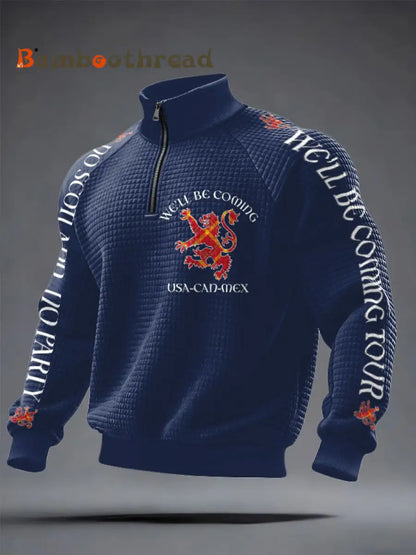 Men’s UK Scotland Football Lover We’ll Be Coming 2026 Printed Sweatshirt Navy Blue / S