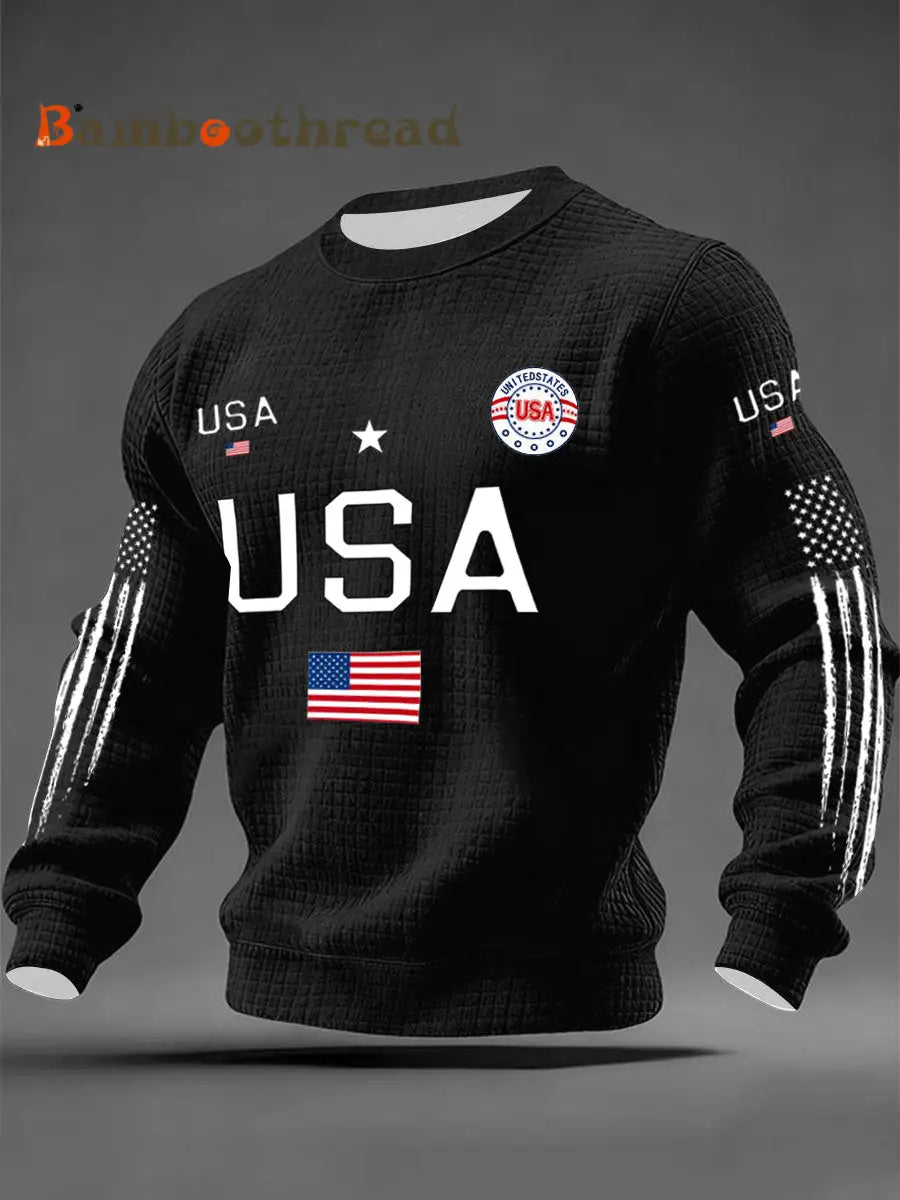 Men’s USA Flag Sweatshirts Black / S