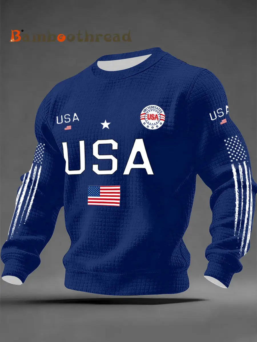 Men’s USA Flag Sweatshirts Blue / S