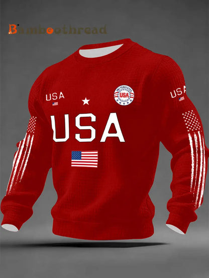 Men’s USA Flag Sweatshirts Red / S