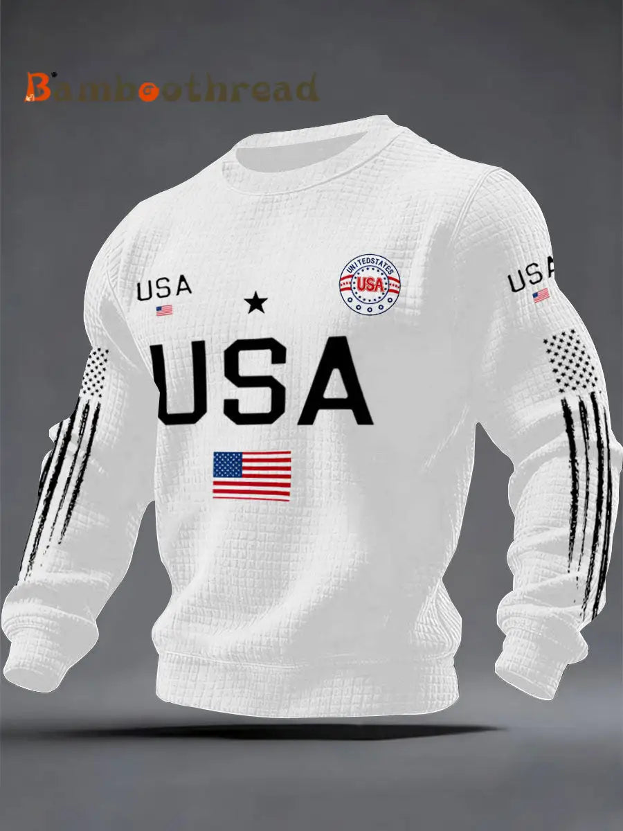 Men’s USA Flag Sweatshirts White / S