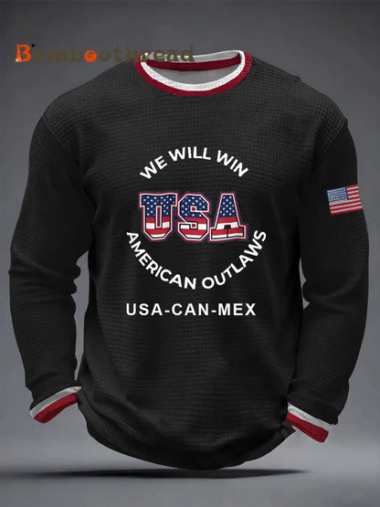 Men’s USA Soccer Waffle Long Sleeve T-Shirt Black / S