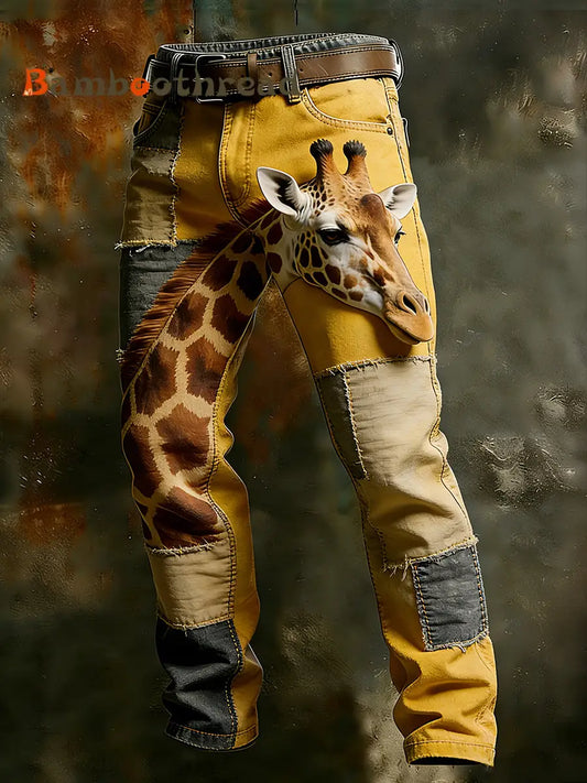Men’s Vintage Animal Print Art Business Casual Work Pants A / S