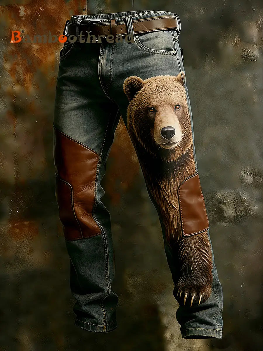 Men’s Vintage Animal Print Art Business Casual Work Pants A / S