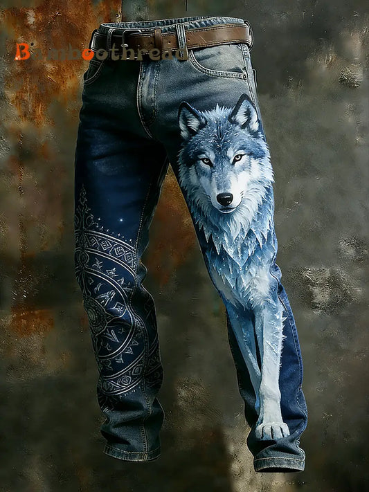 Men’s Vintage Animal Print Art Business Casual Work Pants A / S