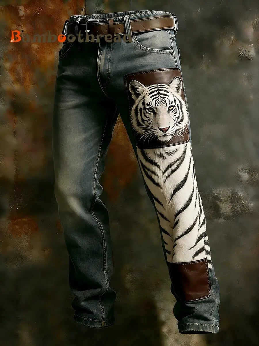 Men’s Vintage Animal Print Art Business Casual Work Pants A / S