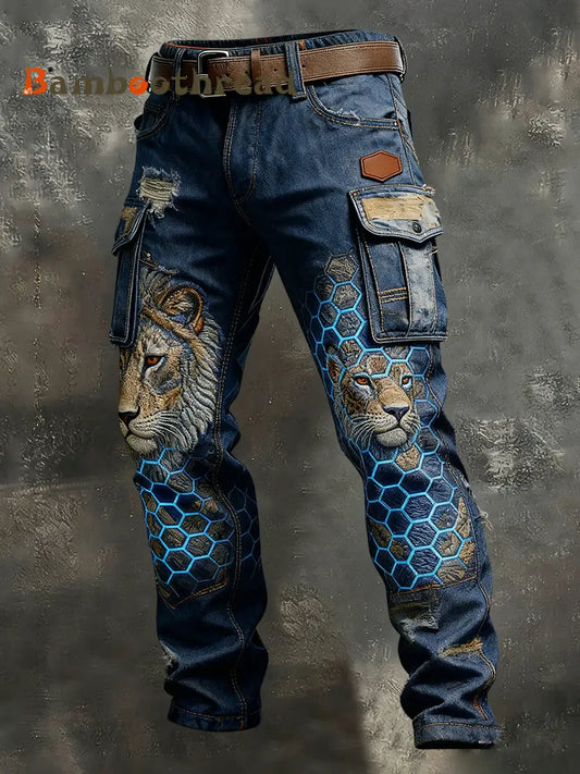 Men’s Vintage Animal Print Art Business Casual Work Pants A / S
