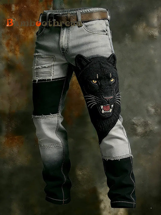 Men’s Vintage Animal Print Art Business Casual Work Pants A / S