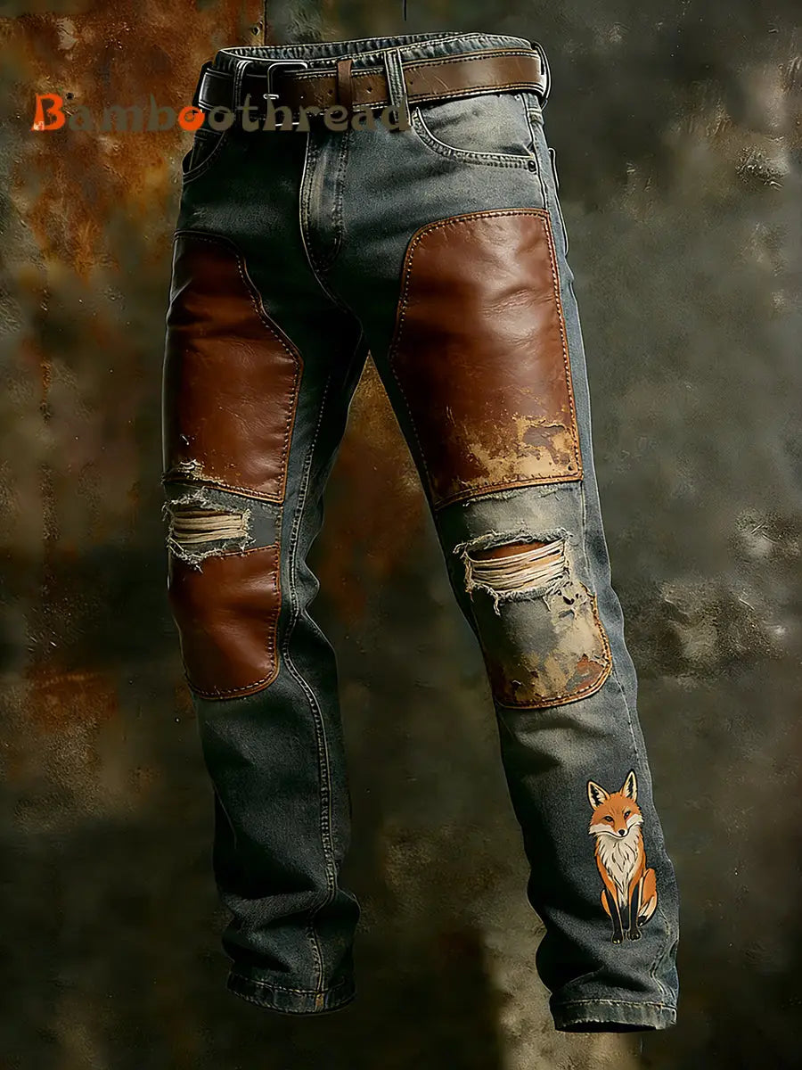 Men’s Vintage Animal Print Art Business Casual Work Pants A / S