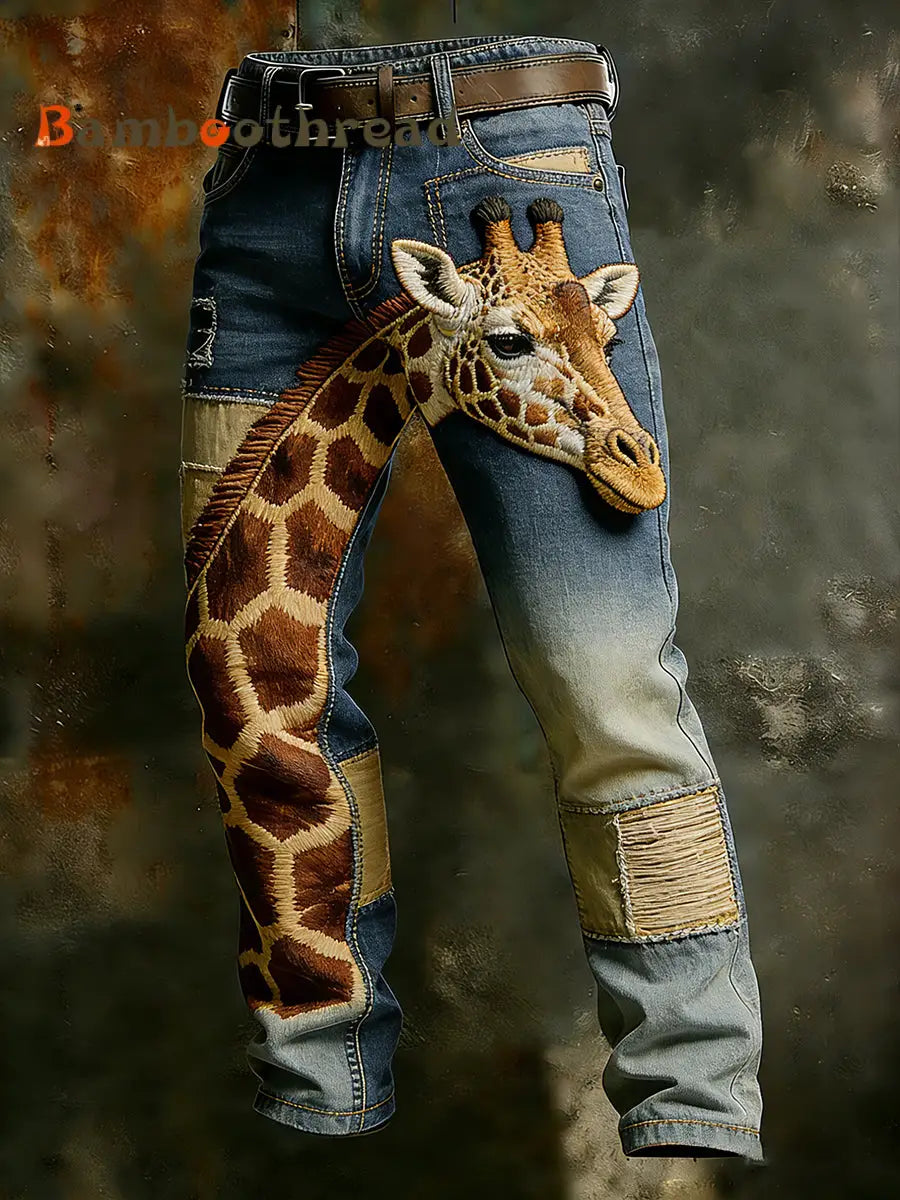 Men’s Vintage Animal Print Art Business Casual Work Pants A / S