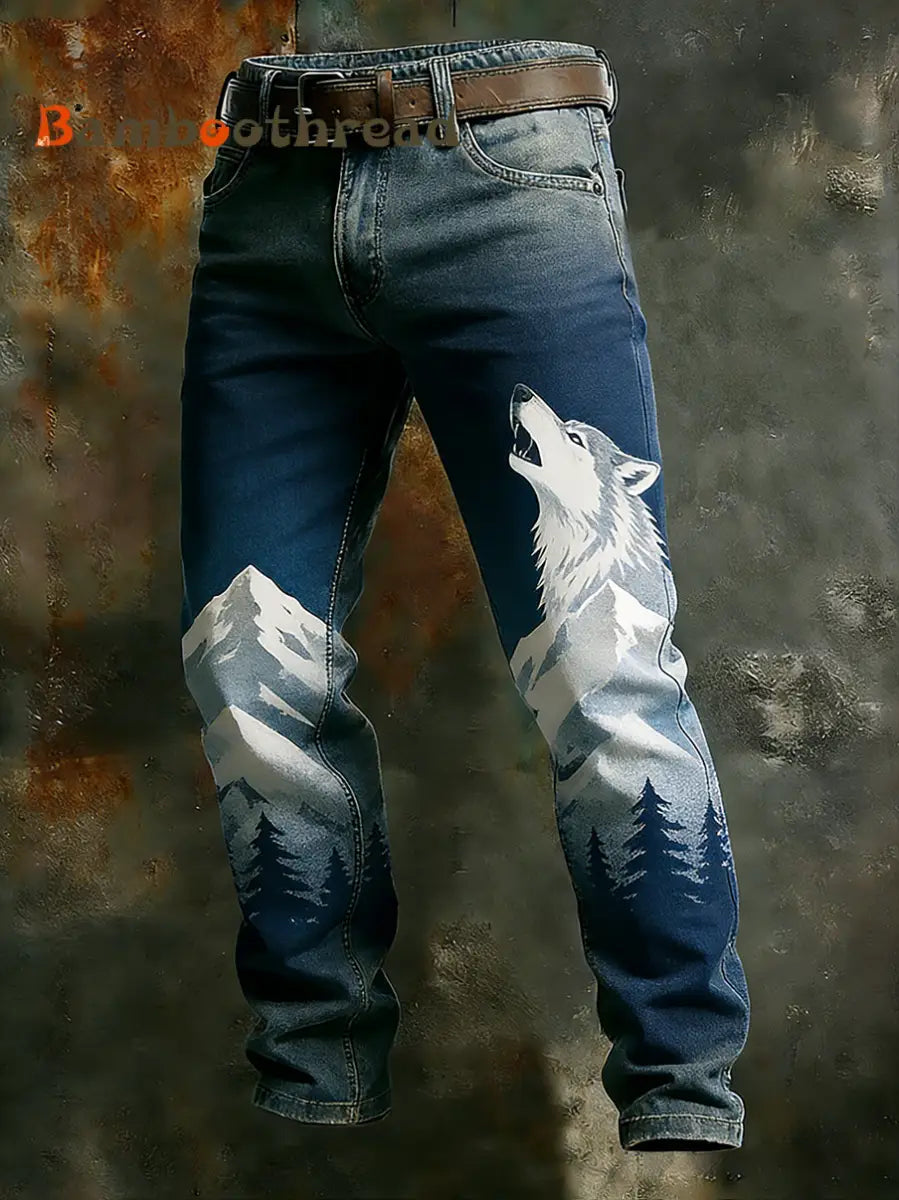 Men’s Vintage Animal Print Art Business Casual Work Pants A / S