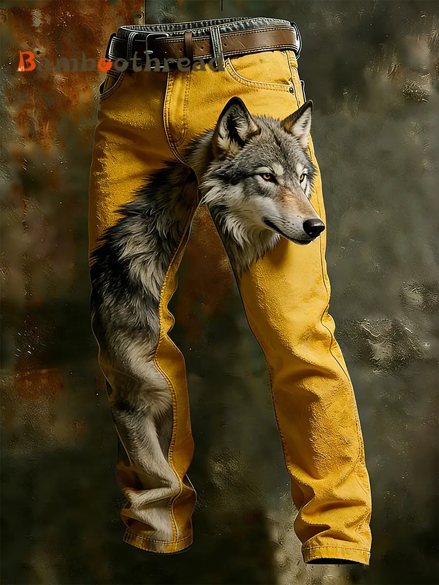 Men’s Vintage Animal Print Art Business Casual Work Pants A / S