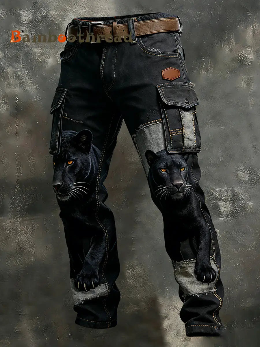 Men’s Vintage Animal Print Art Business Casual Work Pants A / S