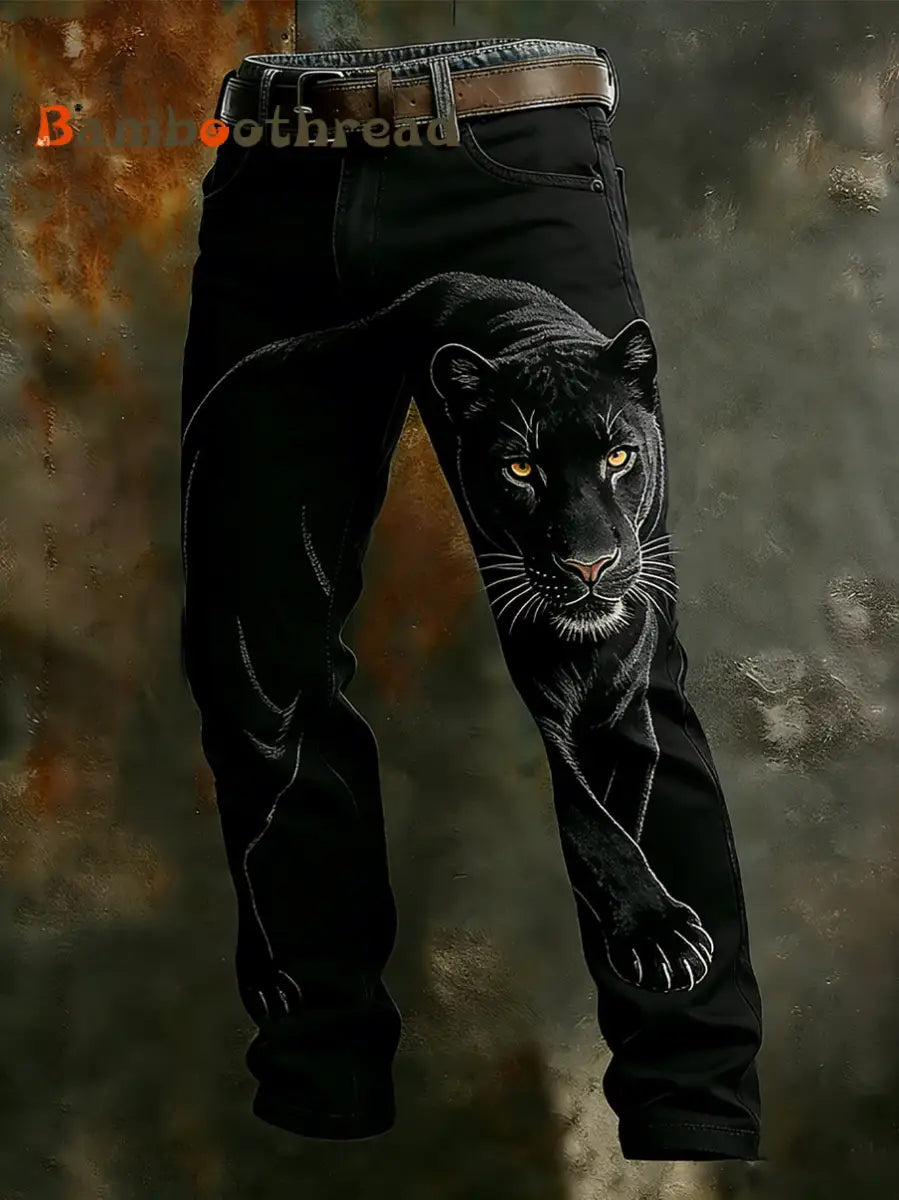 Men’s Vintage Animal Print Art Business Casual Work Pants A / S