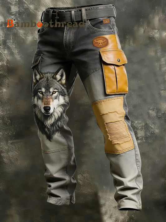 Men’s Vintage Animal Print Art Business Casual Work Pants A / S