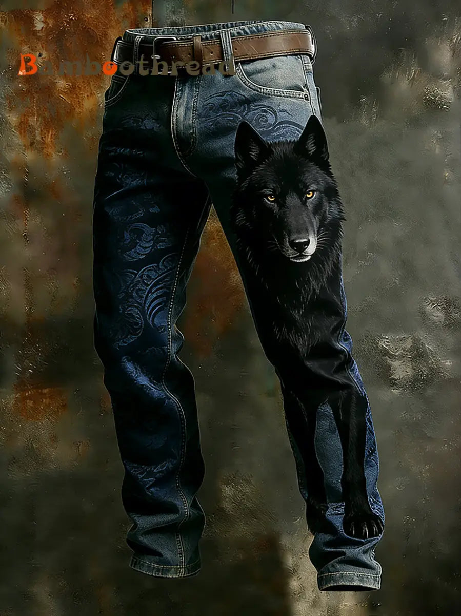 Men’s Vintage Animal Print Art Business Casual Work Pants A / S