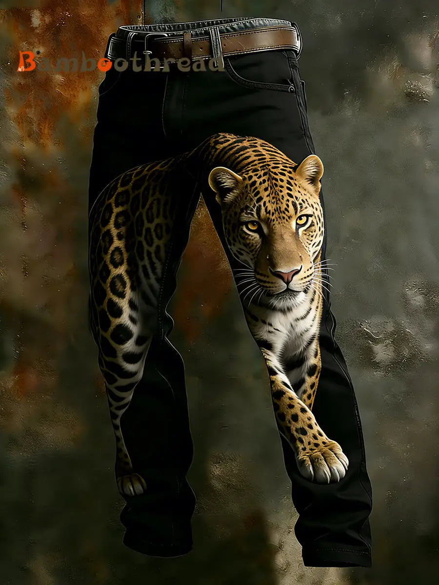 Men’s Vintage Animal Print Art Business Casual Work Pants A / S