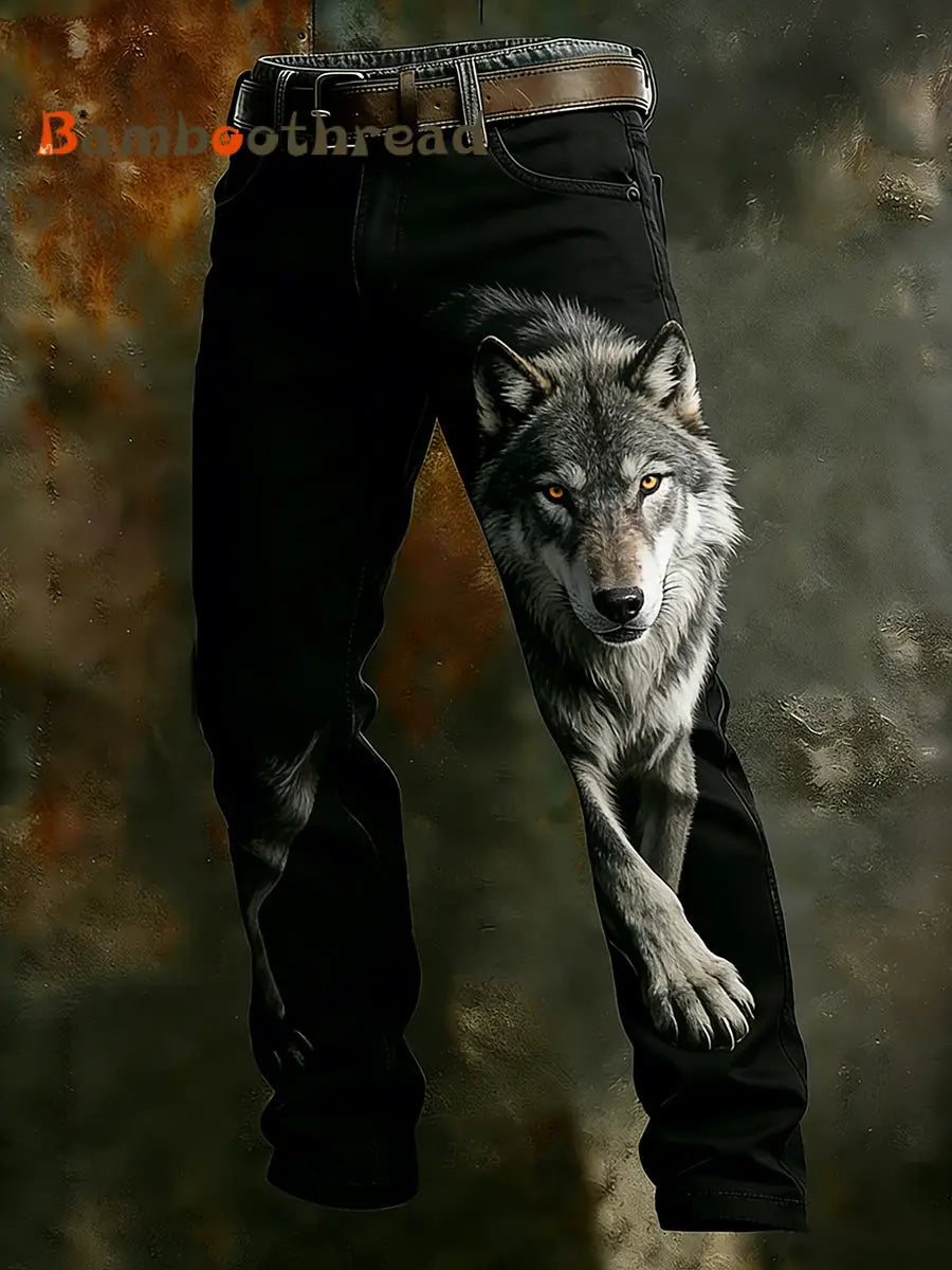 Men’s Vintage Animal Print Art Business Casual Work Pants A / S