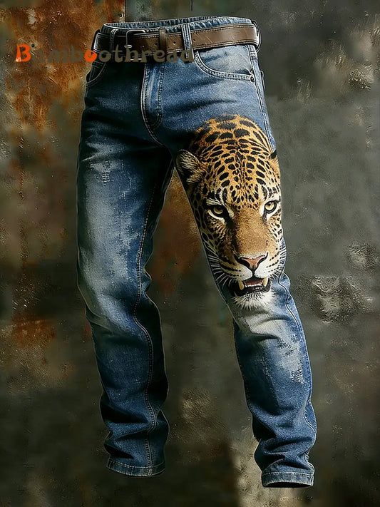 Men’s Vintage Animal Print Art Business Casual Work Pants A / S