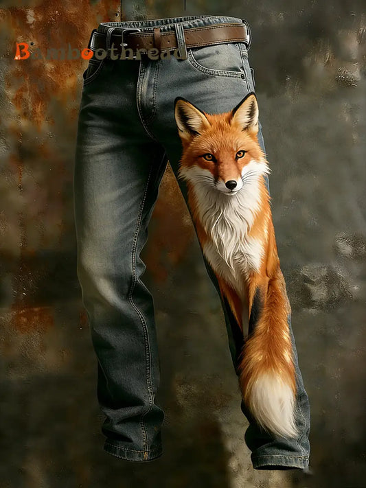 Men’s Vintage Animal Print Art Business Casual Work Pants A / S