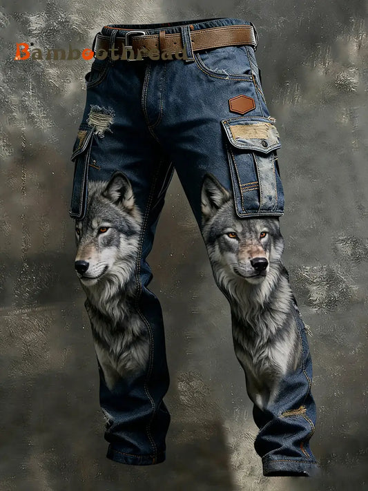 Men’s Vintage Animal Print Art Business Casual Work Pants A / S