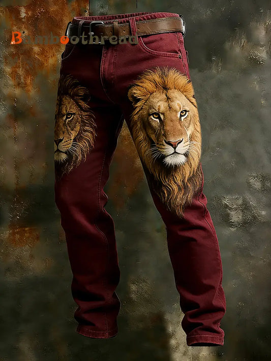 Men’s Vintage Animal Print Art Business Casual Work Pants A / S