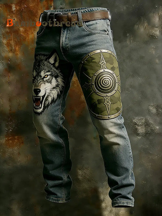 Men’s Vintage Animal Print Art Business Casual Work Pants A / S