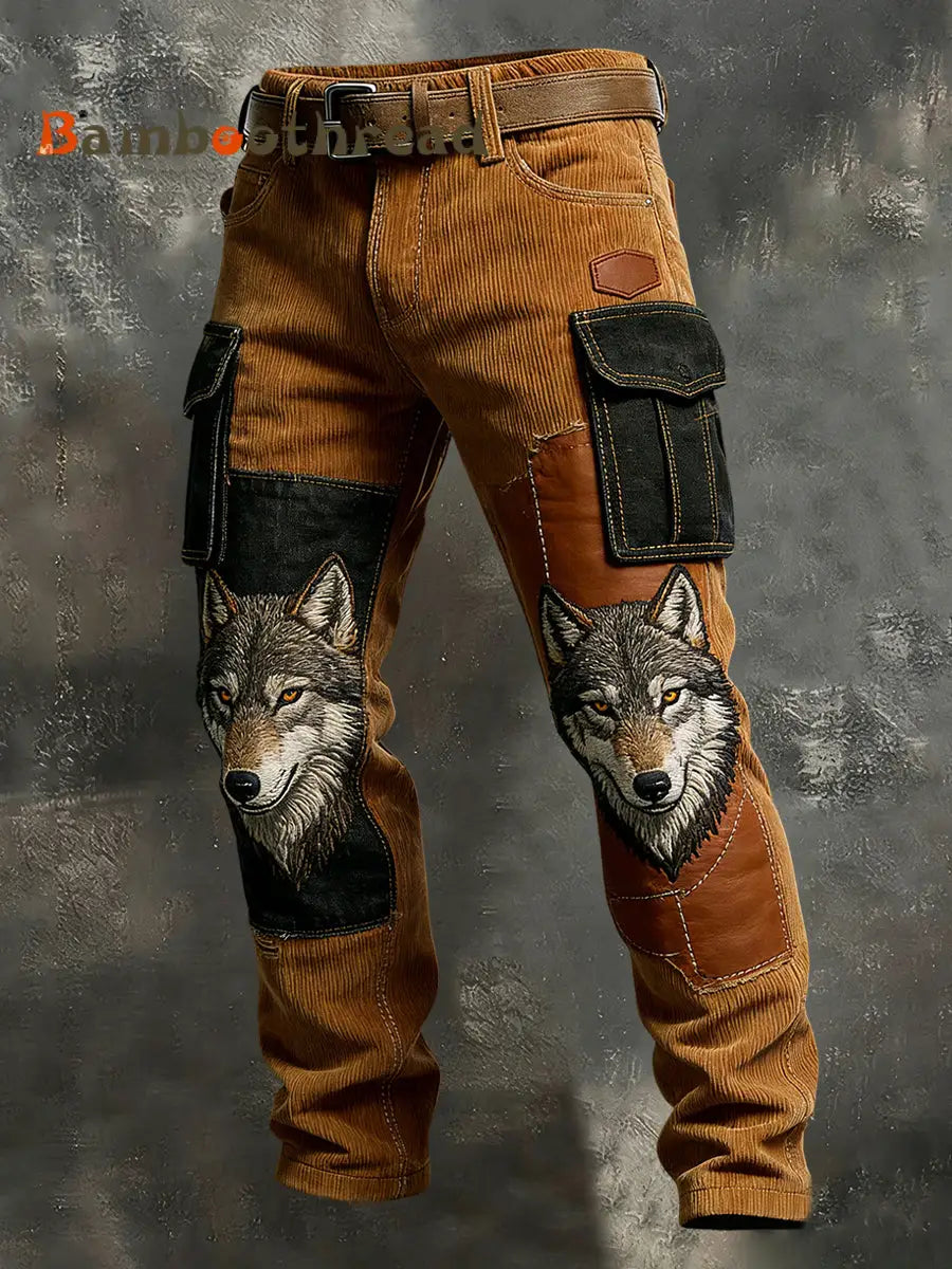 Men’s Vintage Animal Print Art Business Casual Work Pants A / S