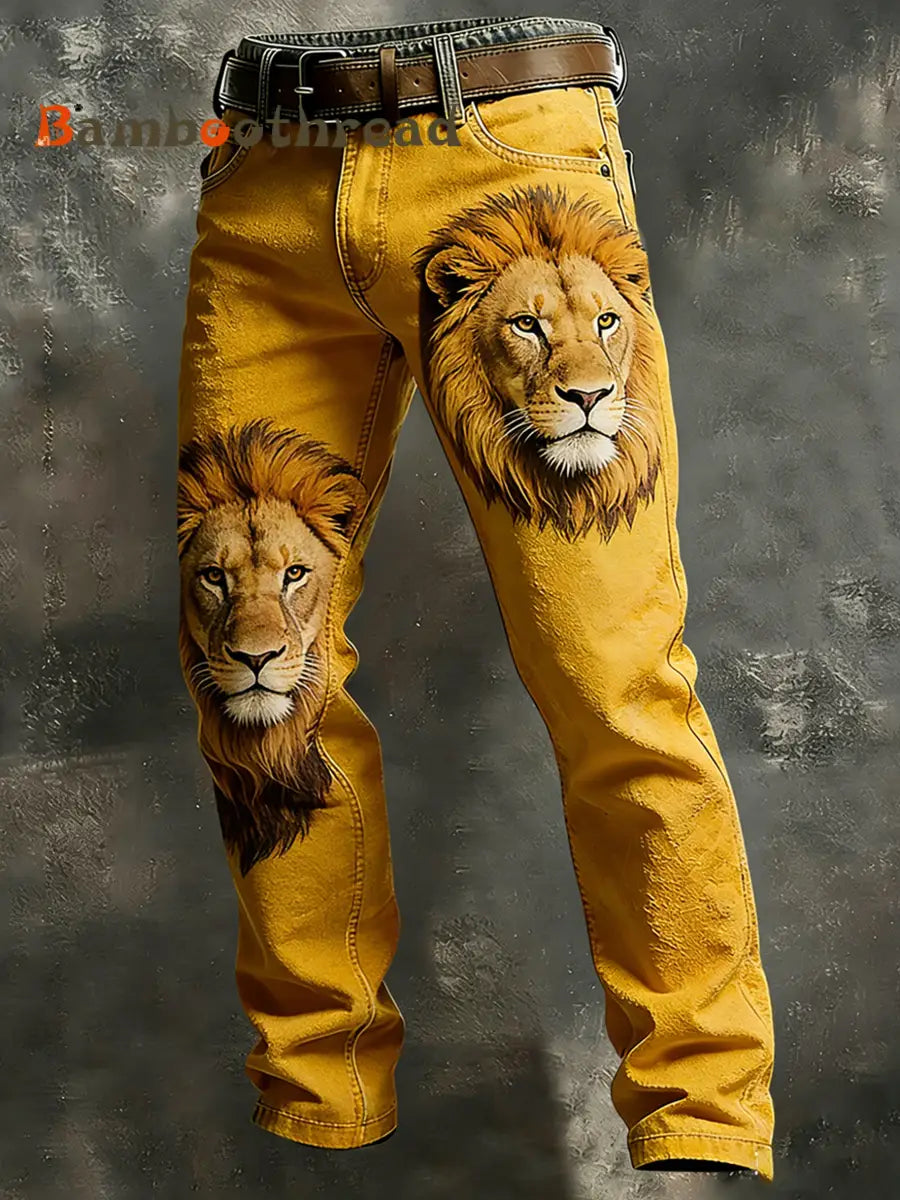 Men’s Vintage Animal Print Art Business Casual Work Pants A / S