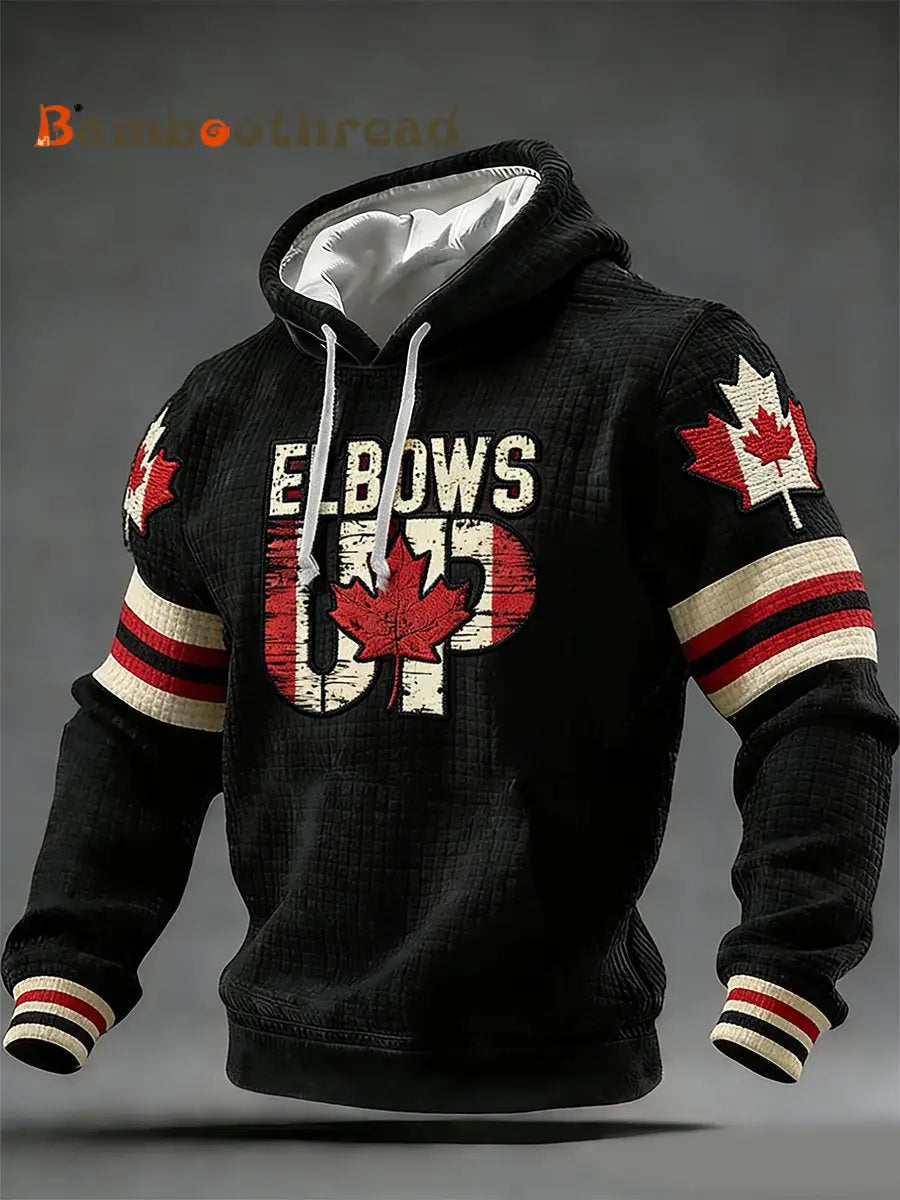 Men’s Vintage Canada Elbows Up Print Hoodie Red / S