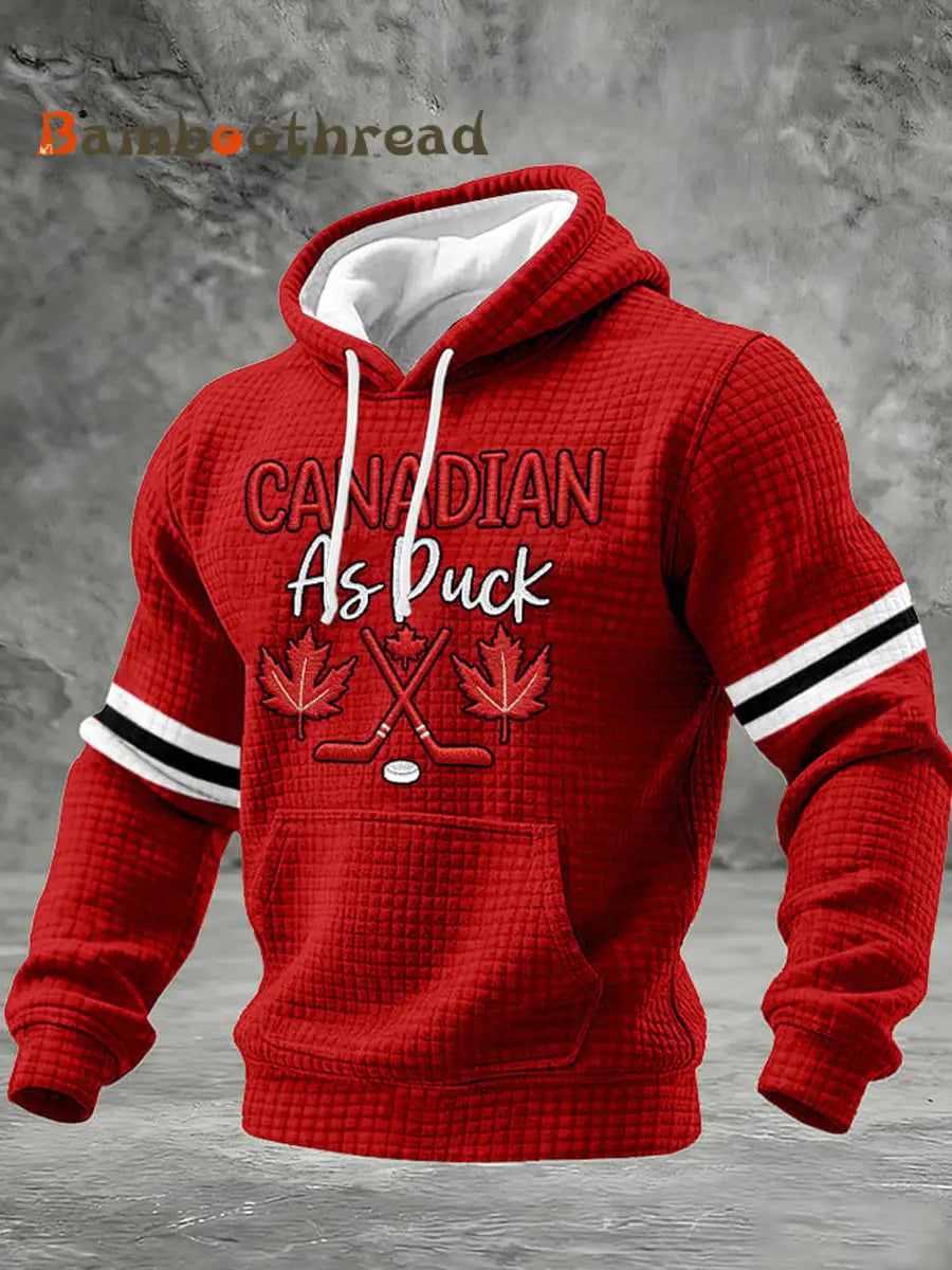 Men’s Vintage Canada Hockey Printed Casual Hoodie Red / S