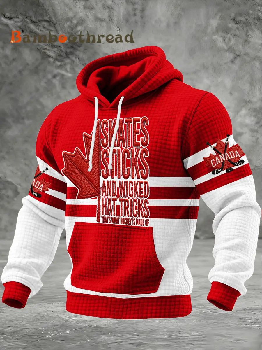 Men’s Vintage Canada Hockey Printed Casual Hoodie Red / S