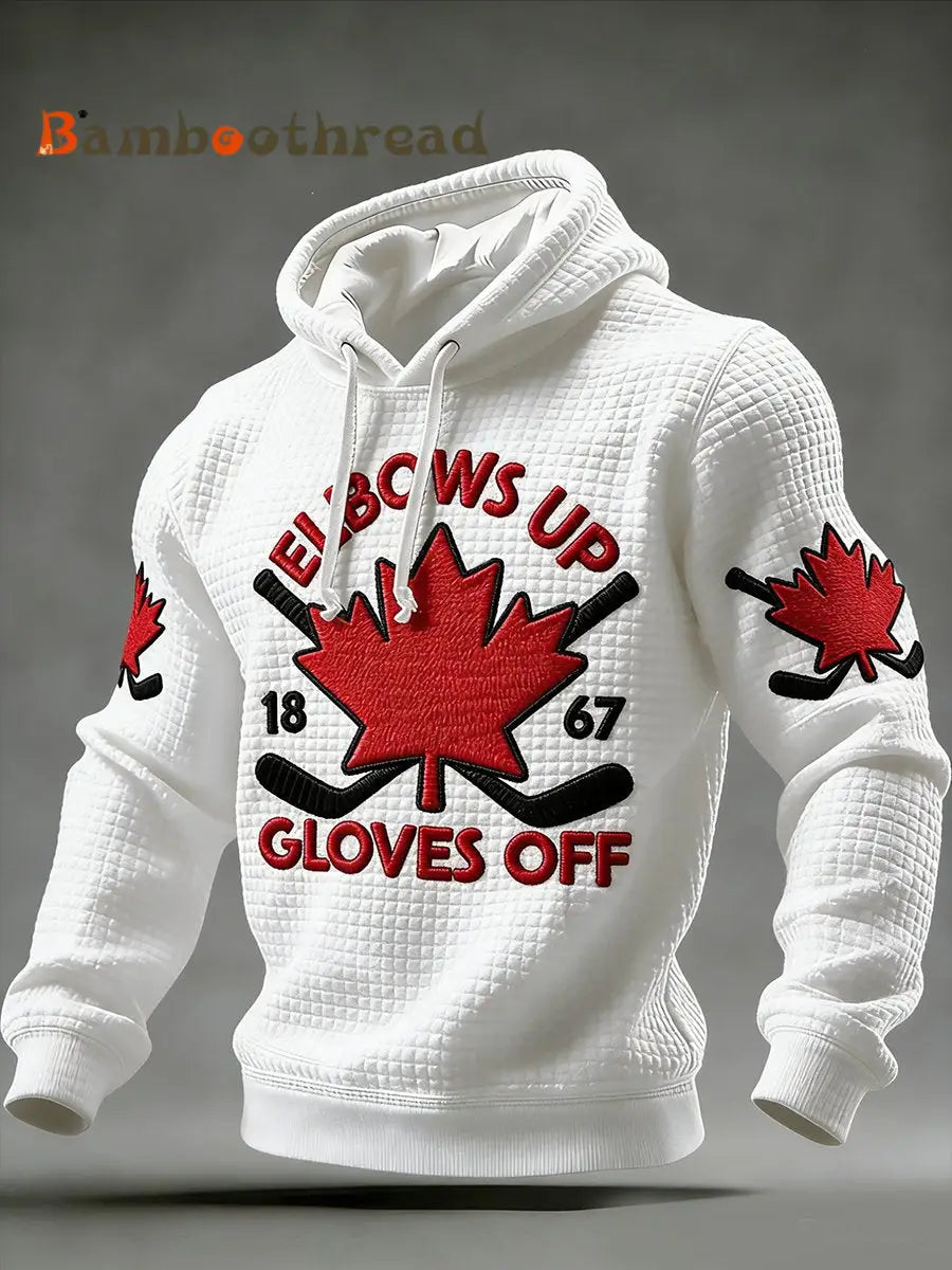 Men’s Vintage Canada Hockey Printed Casual Hoodie White / S