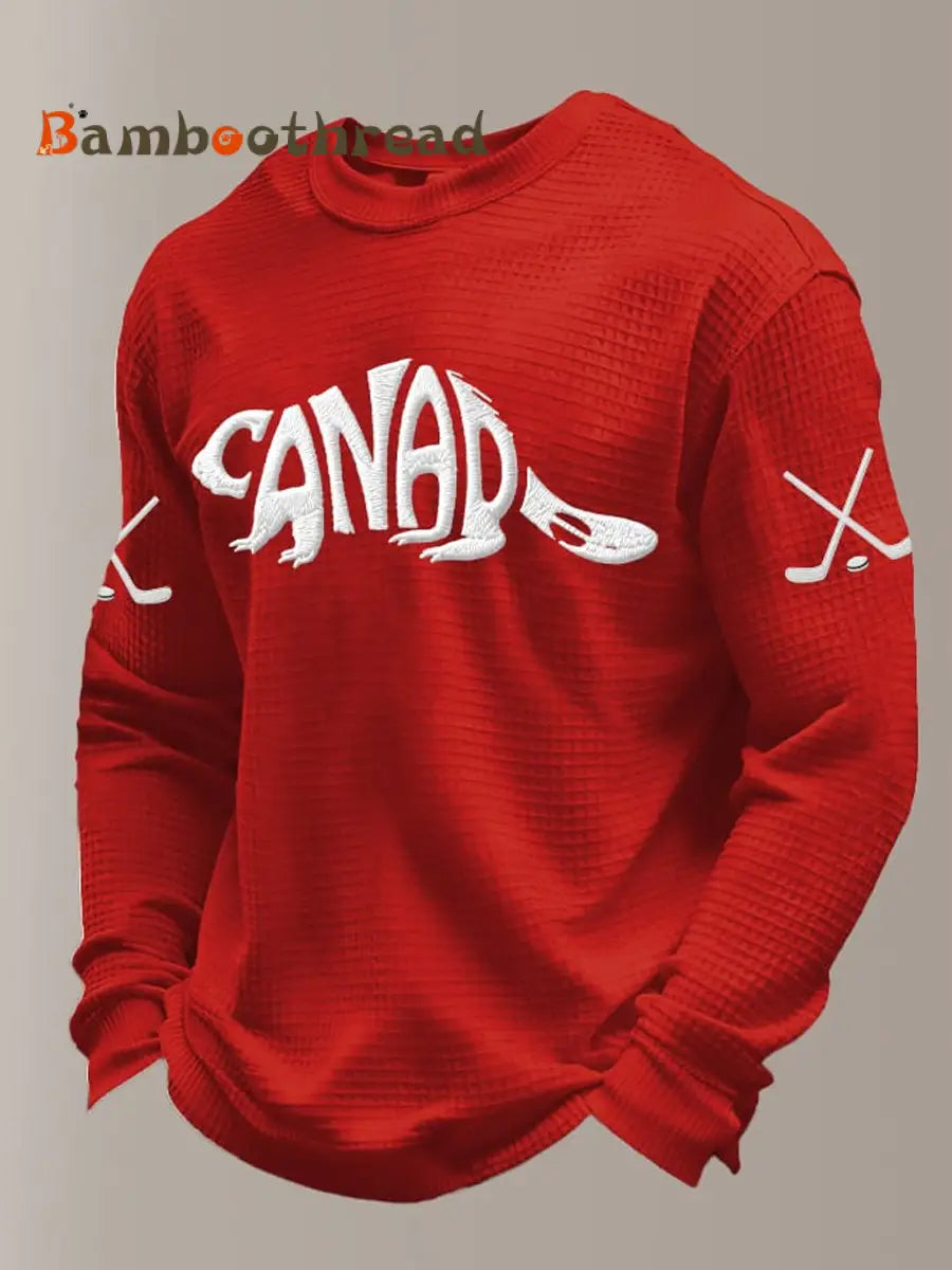 Men’s Vintage Canada Hockey Printed Casual Top White / S