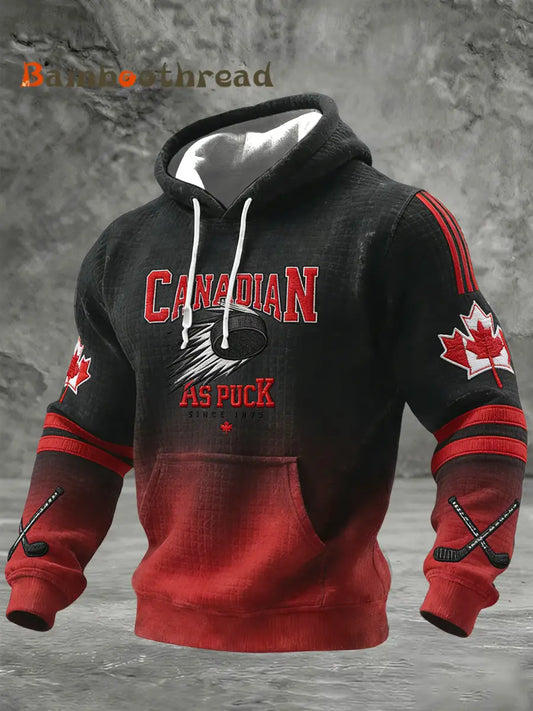 Men’s Vintage Canadian Hockey Gradient Casual Hoodie Black / S