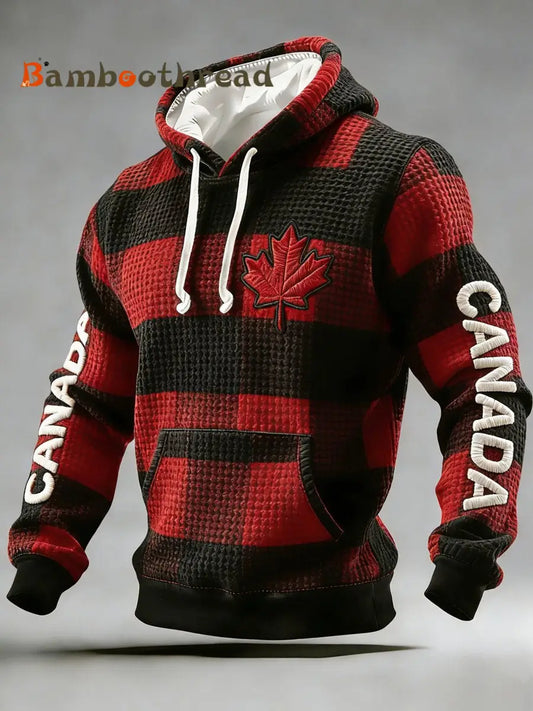 Men’s Vintage Canadian Ice Hockey Print Hoodie Red / S