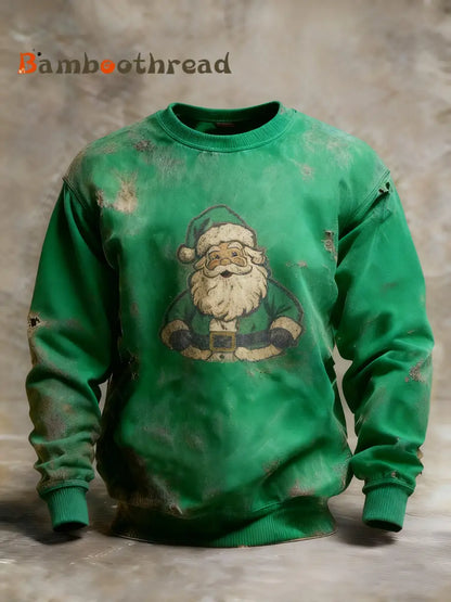 Men’s Vintage Santa Claus Sweatshirt Green / S