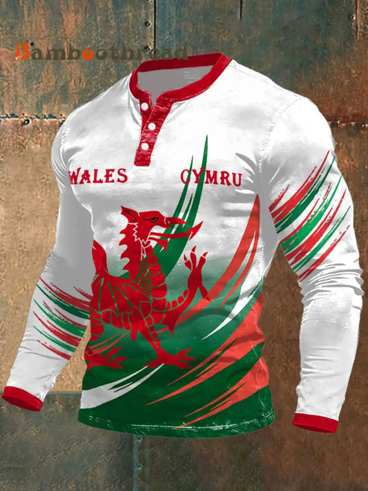 Men’s Wales Rugby Lover CYMRU Print Tops White / S