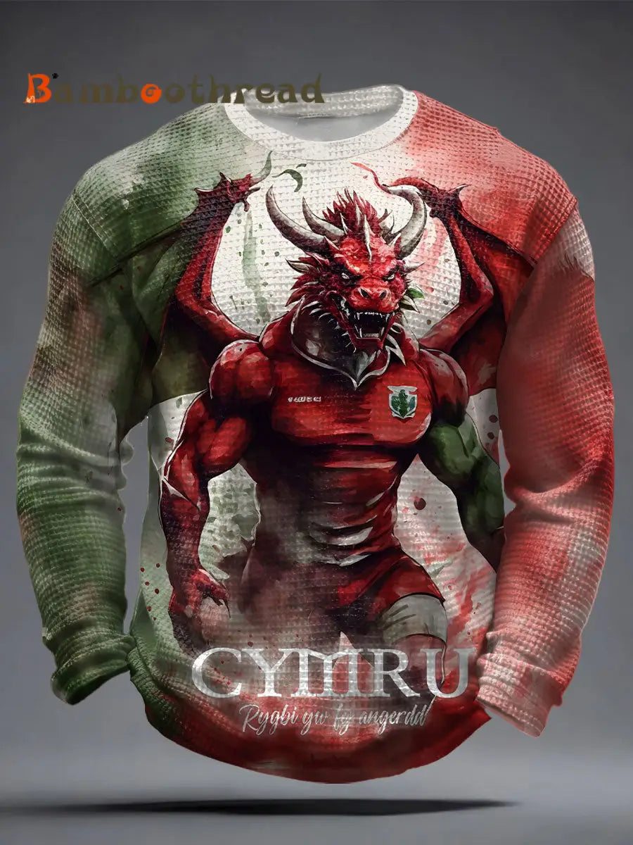 Men’s Wales Rugby Lover CYMRU Print Waffle Tops As picture / S