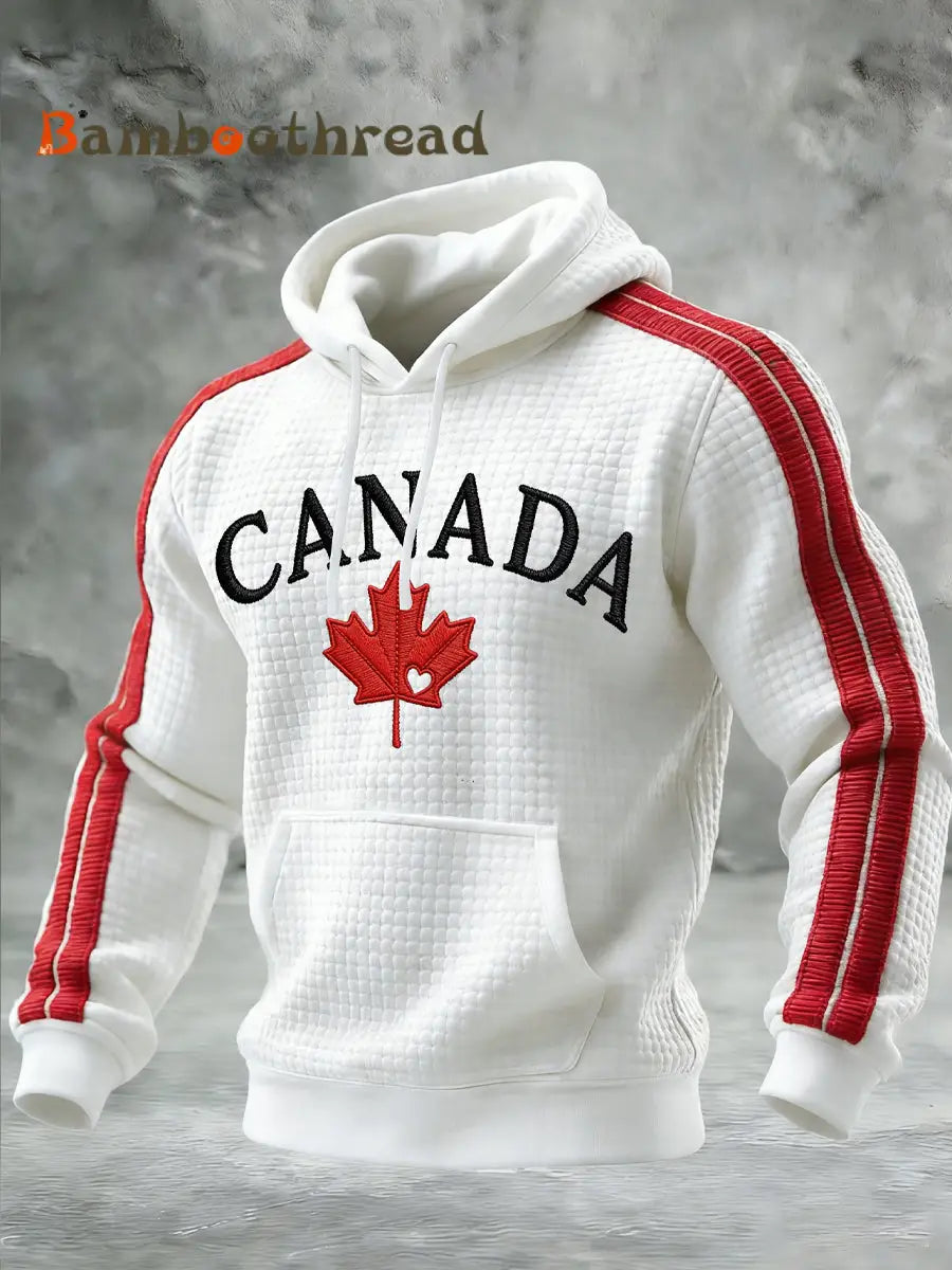 Men’s Winter I Love Canada Printed Hooded Sweatshirt White / S