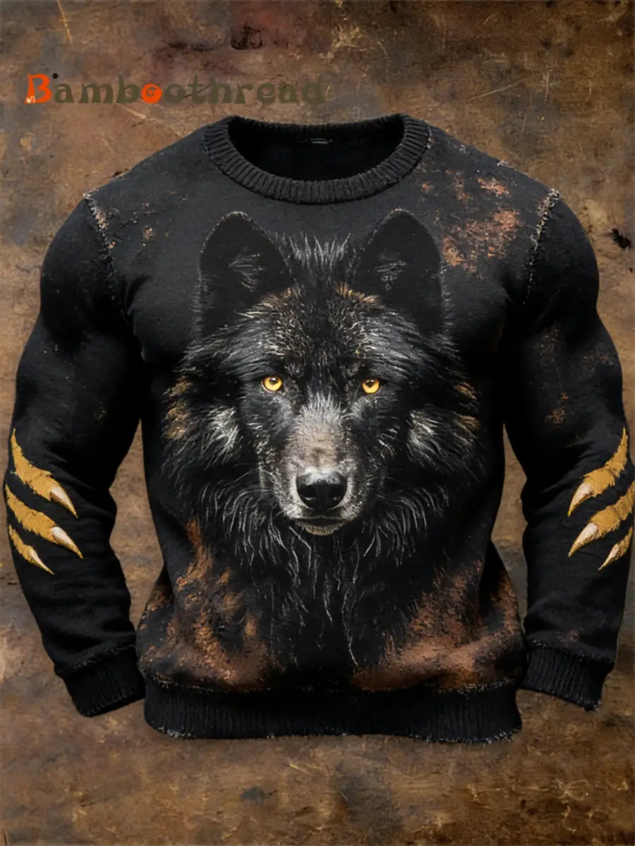 Men’s Wolf Imitation Sweater As picture / S
