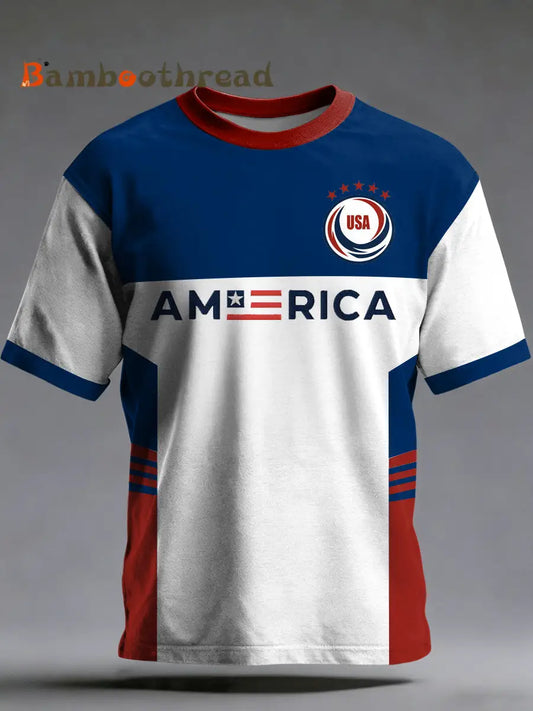 Men’s World Cup USA Printed Vintage Fashion Loose Short Sleeve T-Shirt White / S