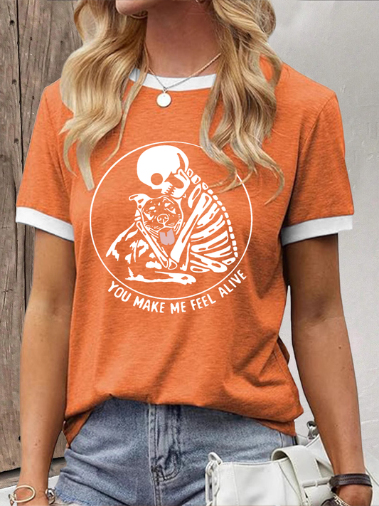 Women's You Make Me Feel Alive Pitbull Pitbull Printed Casual T-Shirt