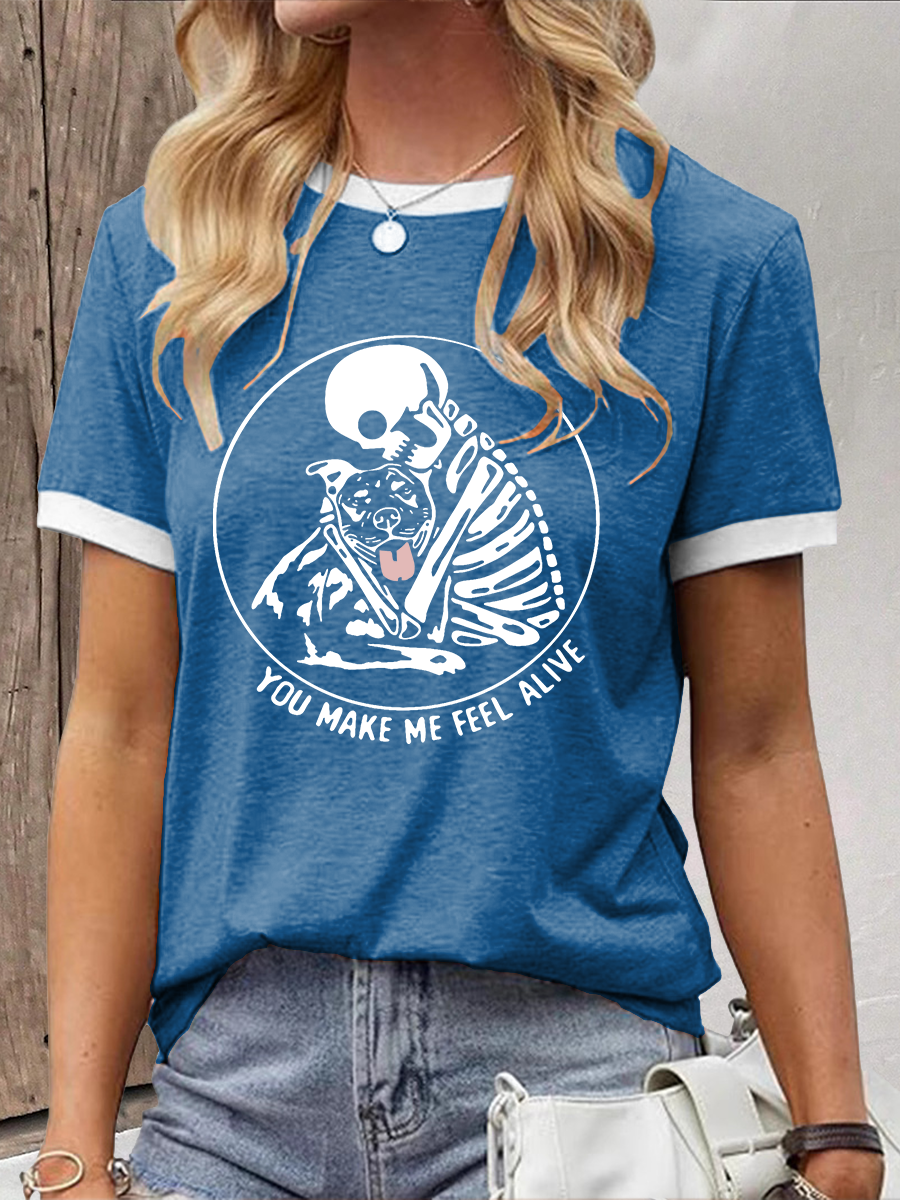 Women's You Make Me Feel Alive Pitbull Pitbull Printed Casual T-Shirt
