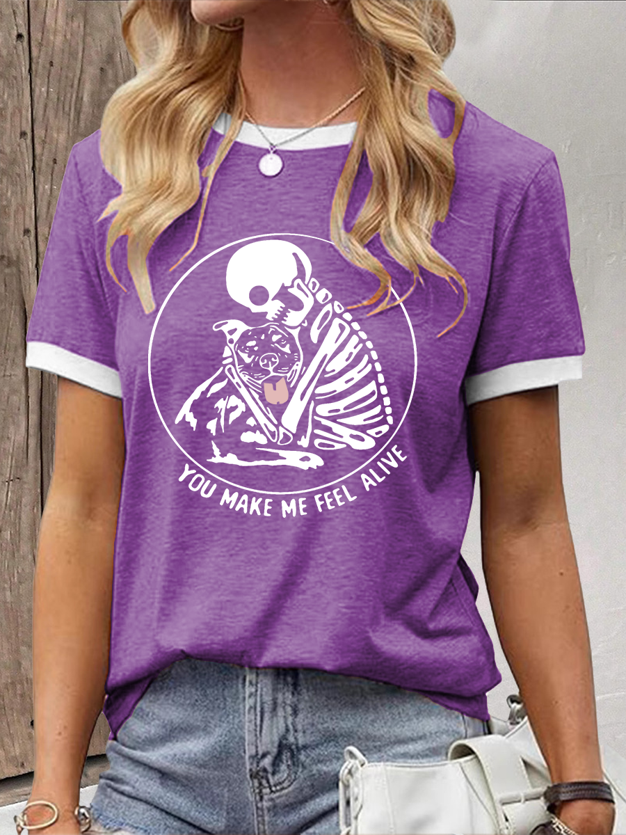 Women's You Make Me Feel Alive Pitbull Pitbull Printed Casual T-Shirt